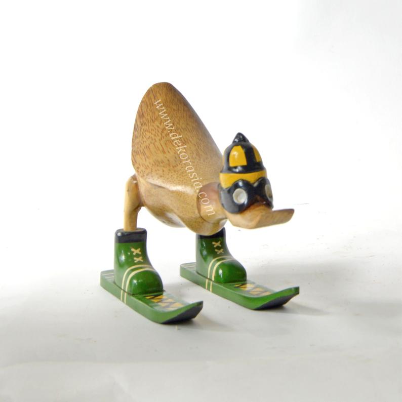 Skiing Bamboo Duck, duck craft, bali bamboo duck, duck art, beautiful duck, duck handcraft, duck handmade|Free Shipping